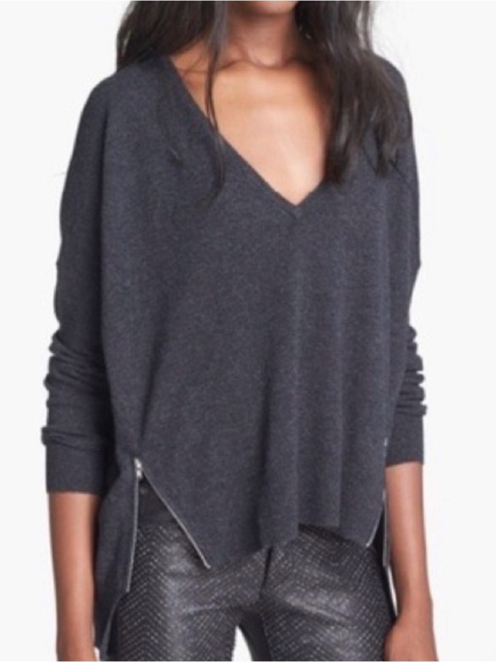 Autumn Cashmere V Neck Side Zip Sweater